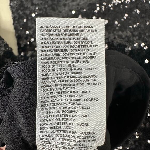 NWT Banana Republic Black Sequin Wide Leg Pants Sz Small Elastic Waist High Rise - Picture 16 of 16